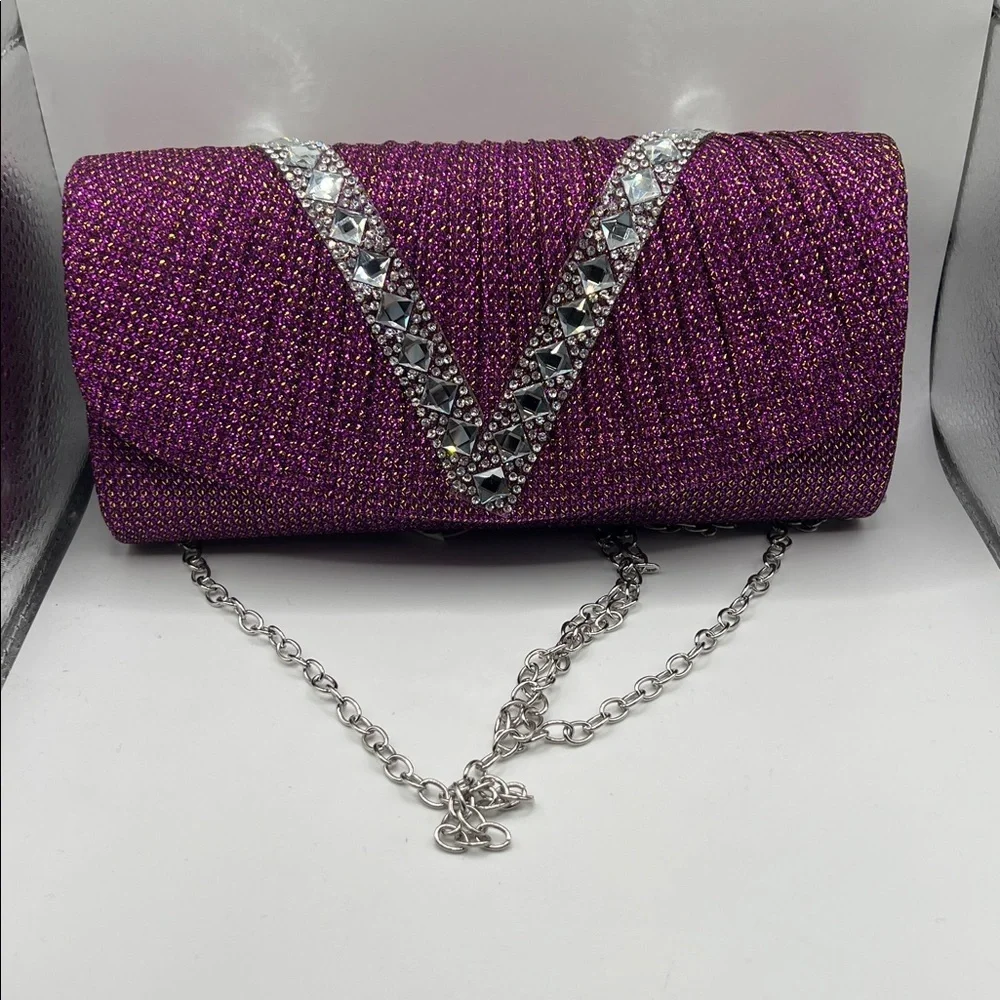 684. Elegant Purple Clutch with Silver Accents